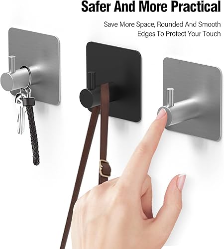 Miniatura 14 de Ganchos autoadhesivos para toallas, sin clavos, ganchos adhesivos impermeables resistentes, ganchos para toallas para bata, ganchos para puerta