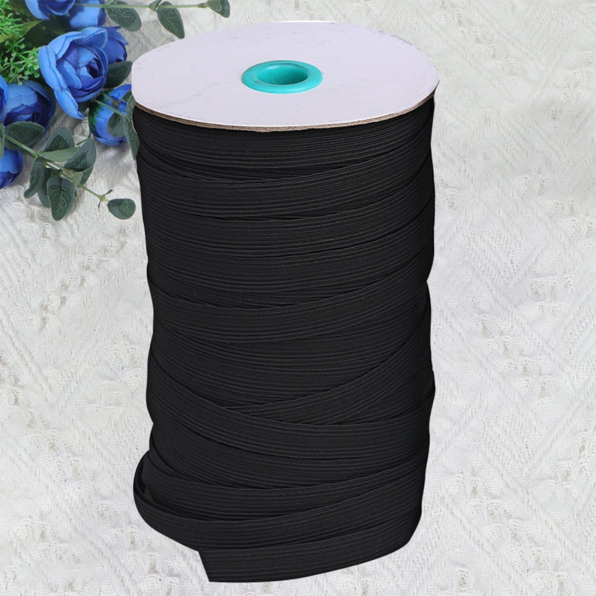 Black Polyester Elastic Band for Mask Replacement, Delicate and Stretchy Elastic Cord for DIY Face Mask Earloops, Suitable for Sewing and Craft Projects