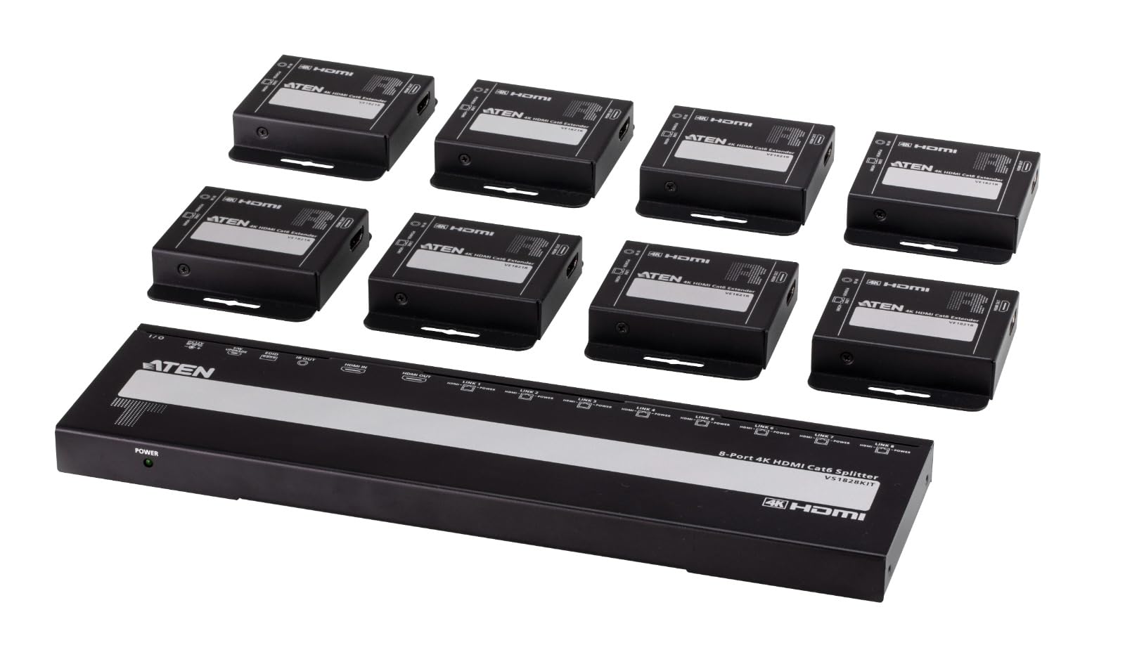 ATEN VS1828KIT 8-Port 4K HDMI Cat6 Splitter mit 8 Empfänger