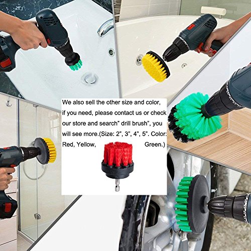 Duoshida 2 Inch Diameter Drill Powered Stiff Scrub Cleaning Brush Heavy Duty Cleaning Applications For Bathroom Surfaces, Tile And Grout, Hard Water Stains, Rust (Red) #TOP2