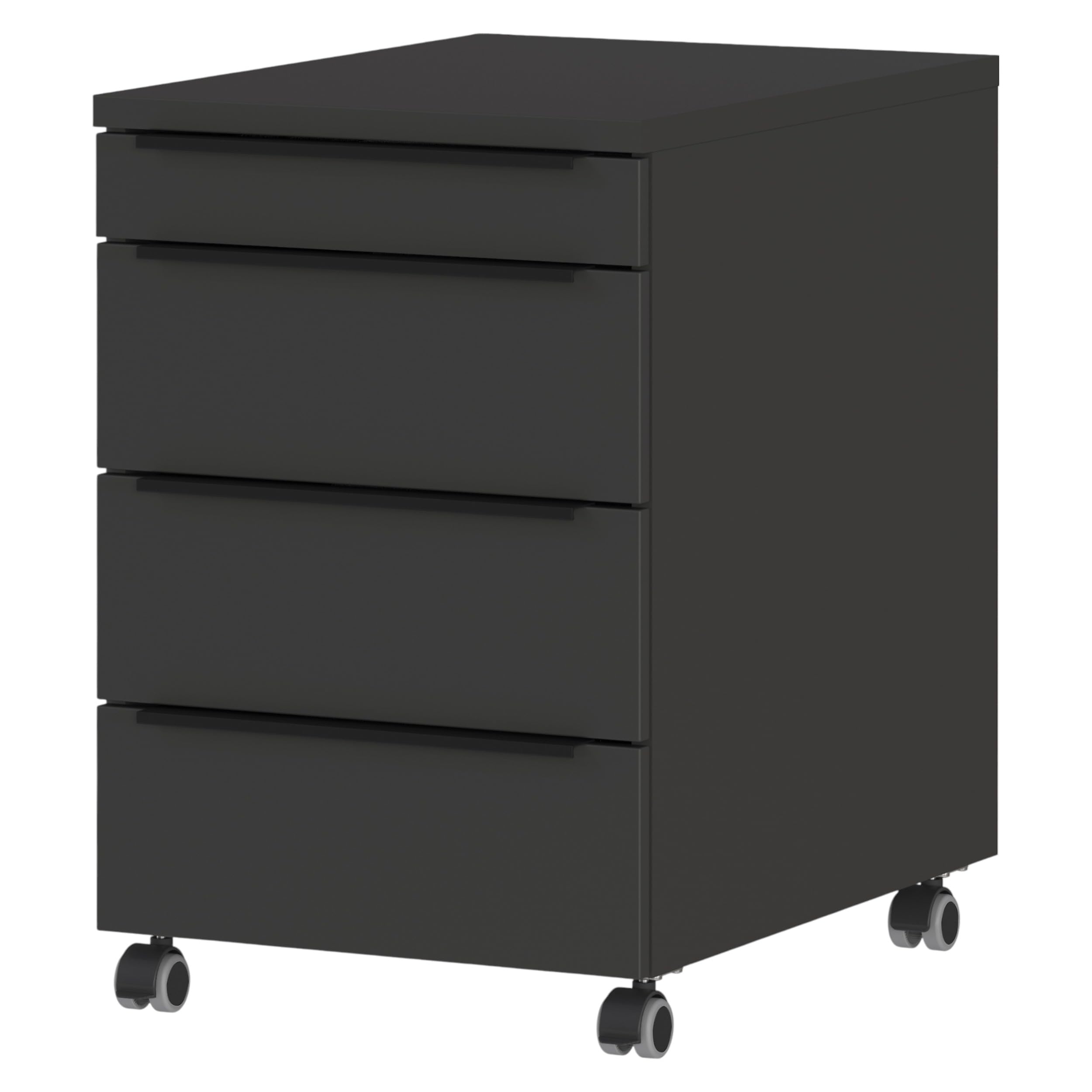 bümö Space Rollcontainer mit Schubladen, Container aus Holz in Graphit - Rollwagen für's Büro als Schreibtisch Unterschrank, Bürocontainer od. Schreibtischcontainer