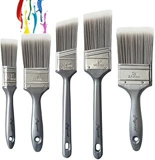 Paint Brushes Set, Angled Sash Stain Brushes Wall Flat Brushes for Arts and Home Improvement, Assorted Sizes (5-Pack)