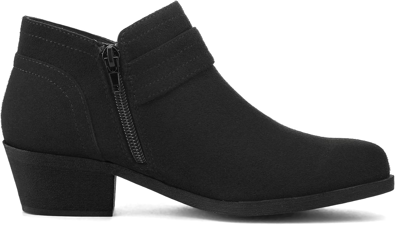 mysoft Women's Ankle Boots Low Chunky Stacked Heel Comfortable Round Toe booties with Side Zipper Shoes - Image 4