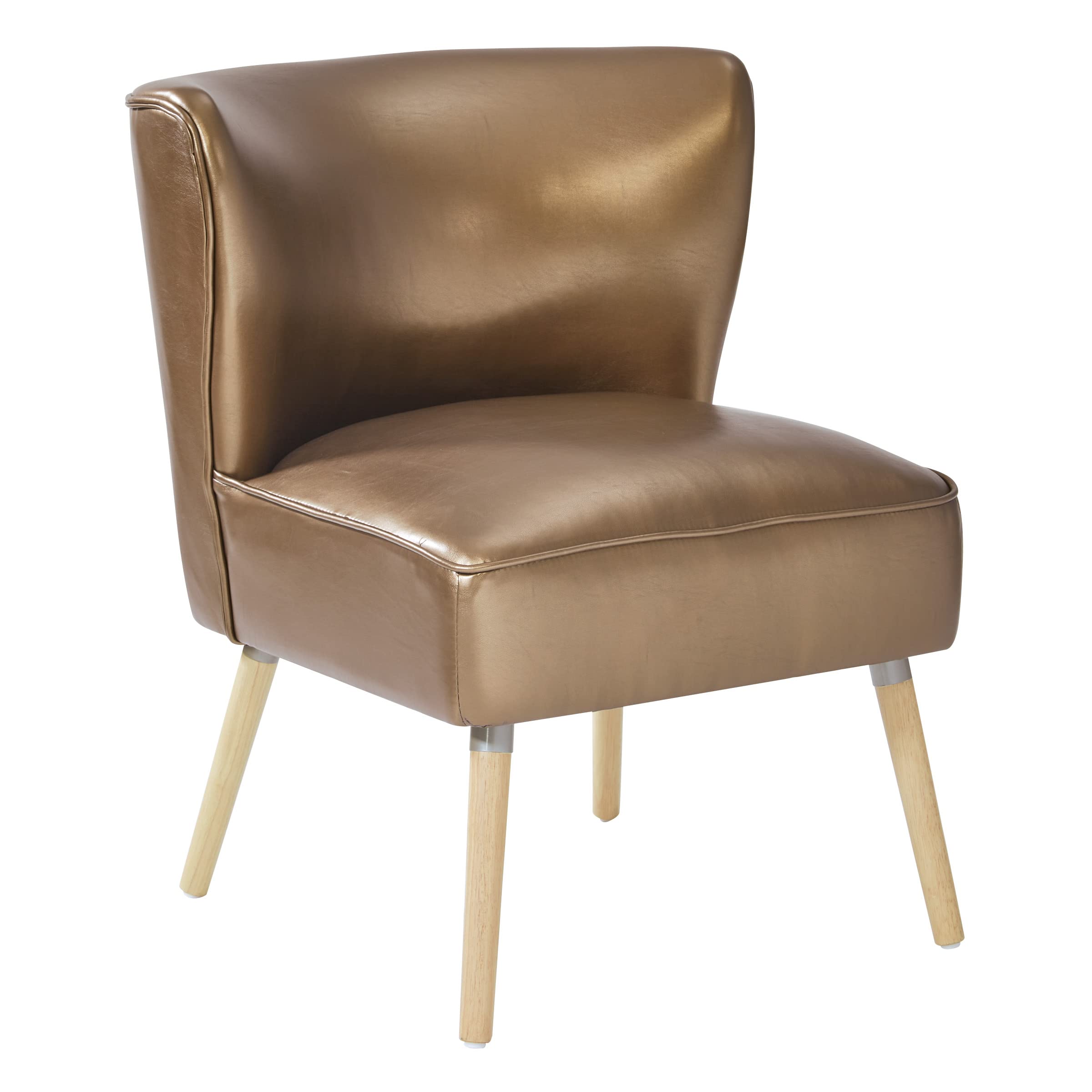 OSP Home Furnishings Amity Mid-Century Modern Side Chair with Wooden Legs, Sizzle Copper
