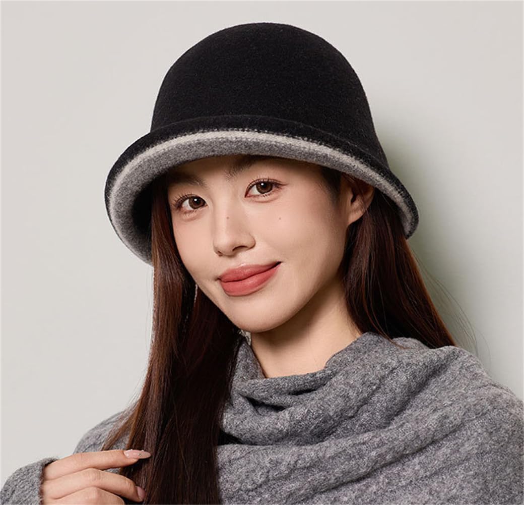 Women Warm Vintage Bucket Hats Fashion Fedora Cloche Cap Classic Felt Bowler Hat Outdoor Fall Winter - Image 3
