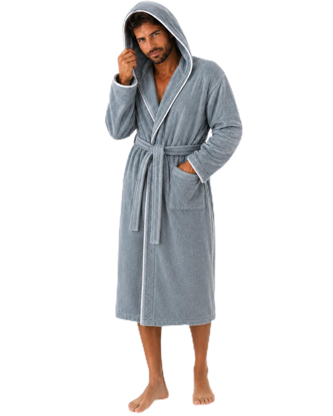 ELY PARKER Accappatoio da uomo in spugna con cappuccio in cotone