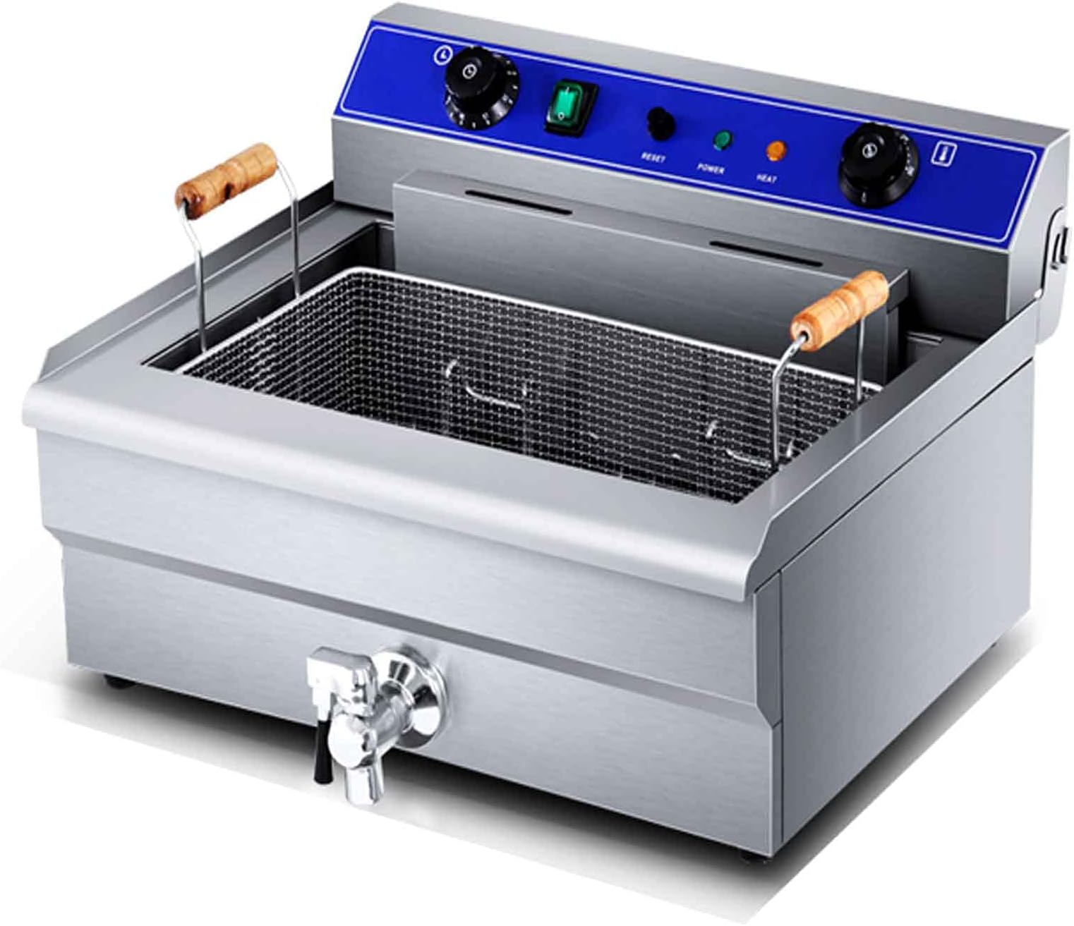 Commercial Electric Deep Fryer Countertop Stainless Steel 20L/30L Large Capacity, 6000w French Fries Machine, 60~200°c,suitable For French Fries And Chicken Legs