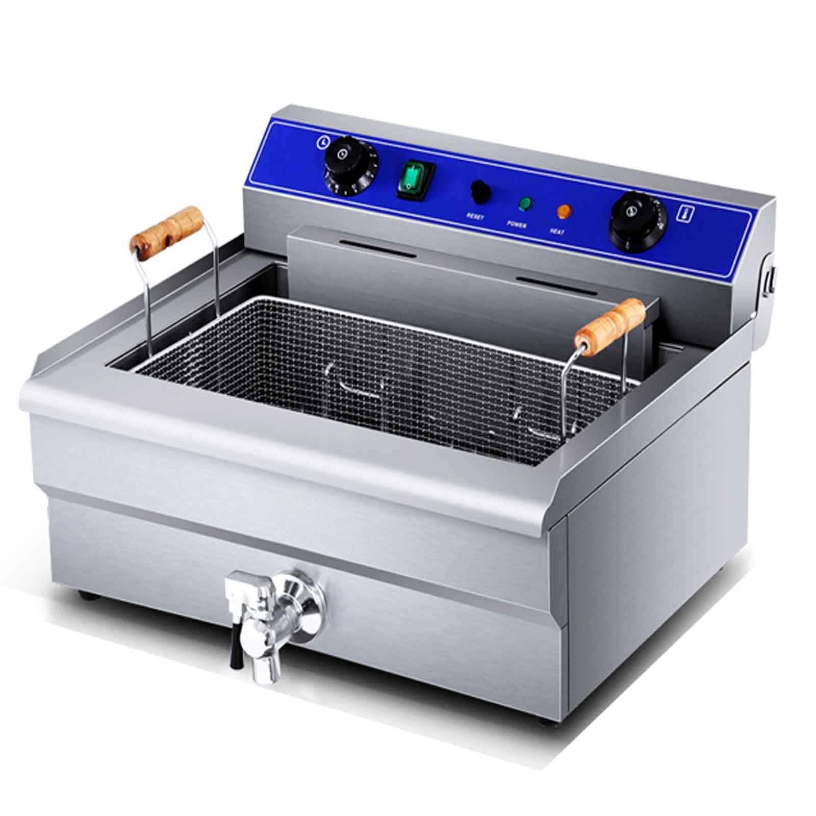 Commercial Electric Deep Fryer Countertop Stainless Steel 20L/30L Large Capacity, 6000w French Fries Machine, 60~200°c,suitable For French Fries And Chicken Legs