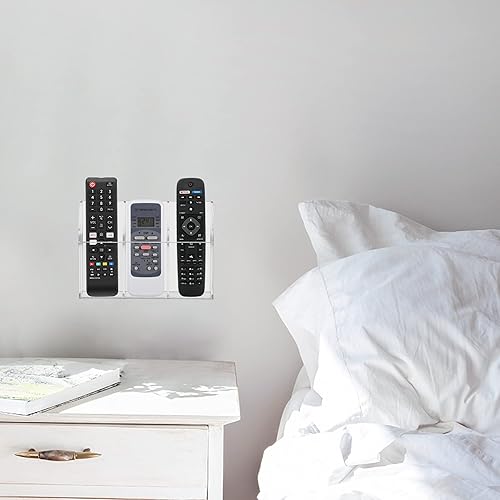 Miniatura 6 de HBlife Organizador de soporte remoto de acrílico, soporte de pared transparente para TV con control remoto para mesita de noche, caja de