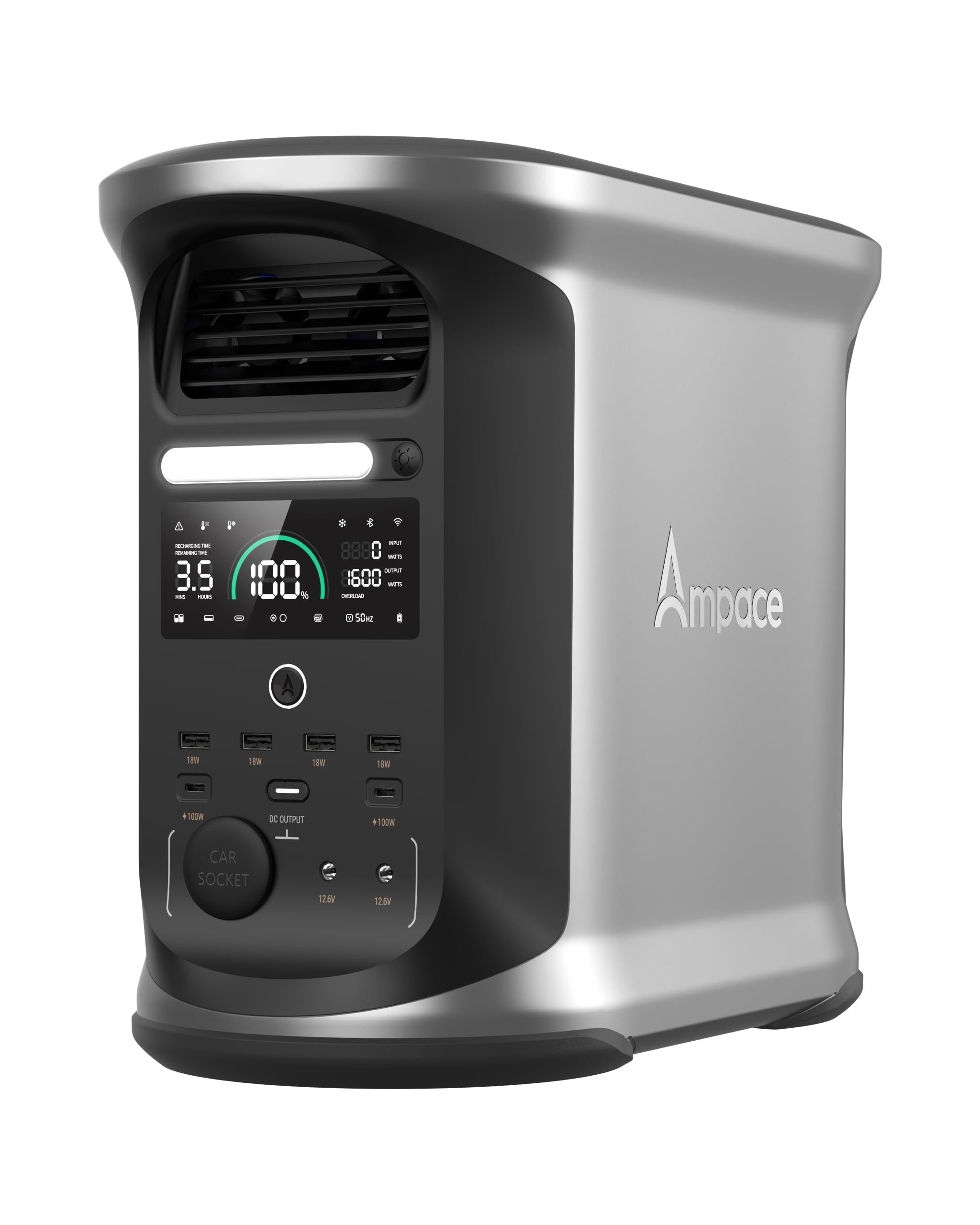 AMPACE Andes 1500 Power Station 2400W Surge 3600W Solar Generator 1462Wh Solar Power Station 1800W A-Boost Fast Charging
