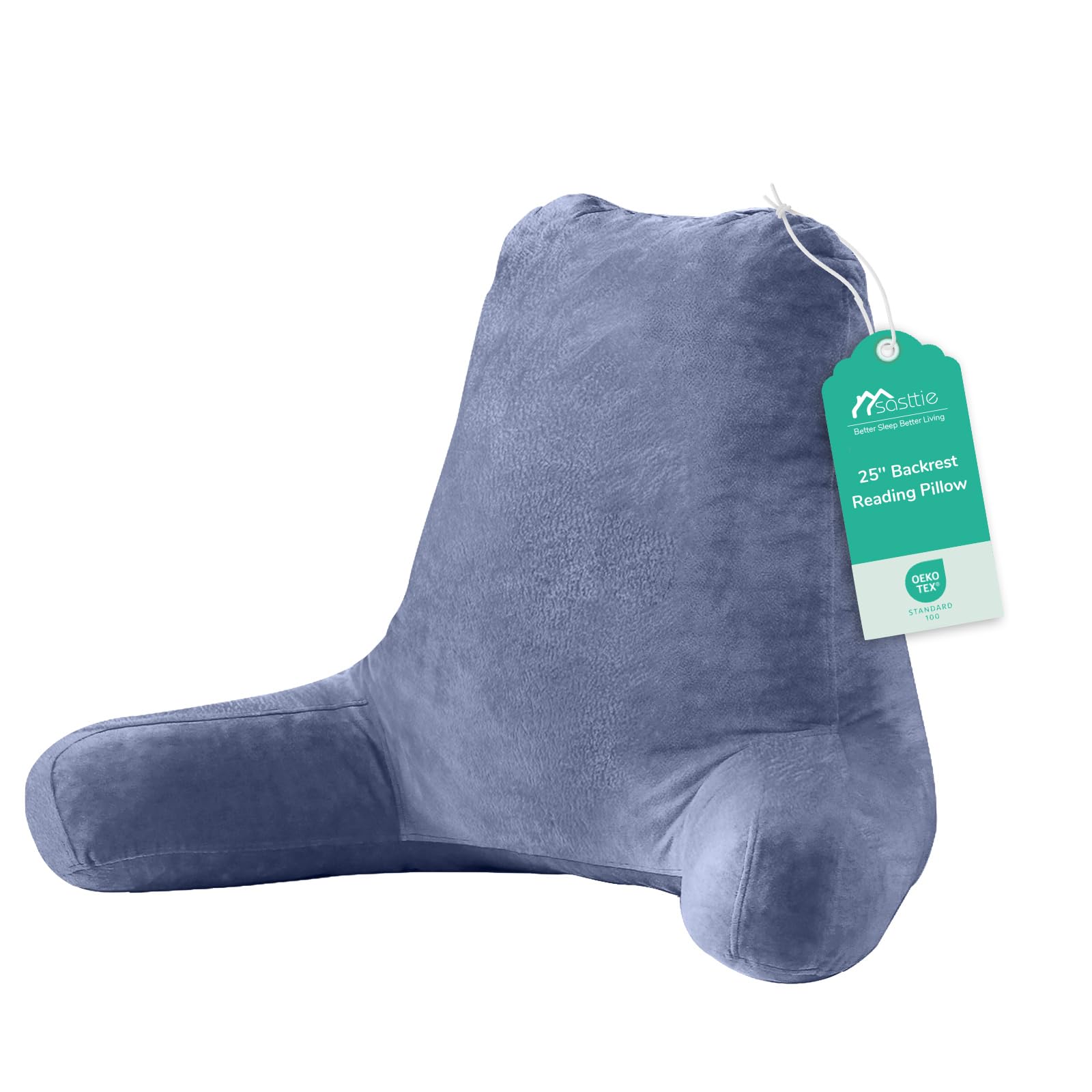 Sasttie Reading Pillow for Bed, Back Pillow for Sitting Up, Grey Purple