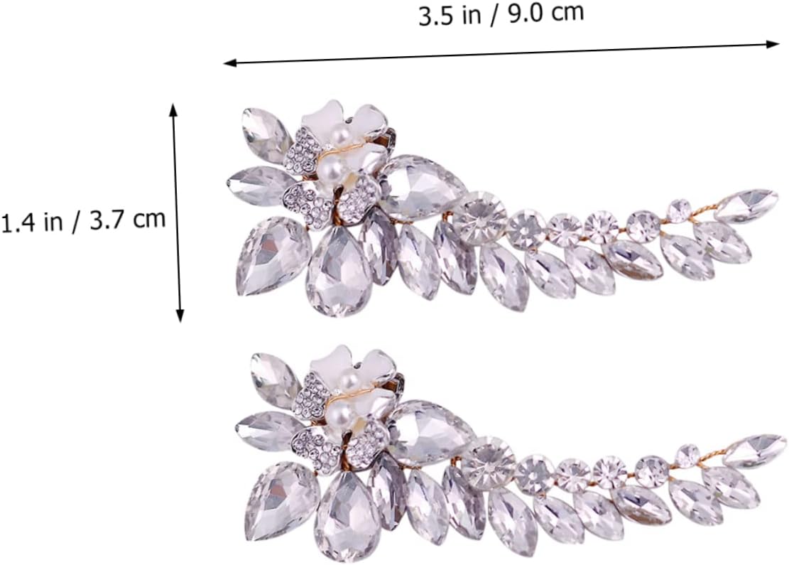 Holibanna 1pair Removable Rhinestone and Pearl Shoe Buckles Elegant Wedding Shoe Decorations for High Heels and Flats Lightweight Adornments for Brides and Special Occasions