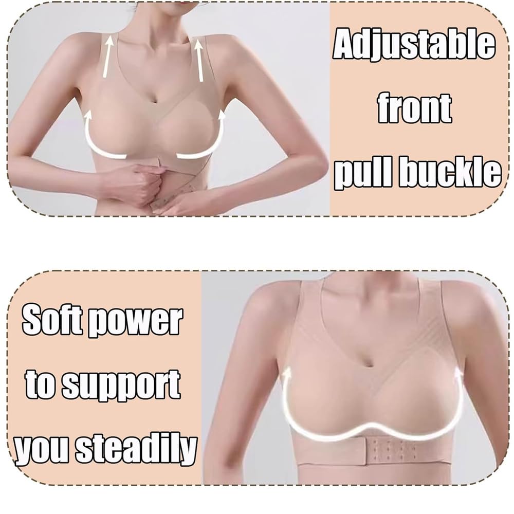Generisch Posture Corrector Bra for Women Adjustable Back Support Front Closure Bras, Seamless Breathable Shaping Underwear