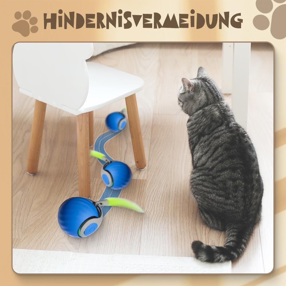 Catnat 2026 Nouveau Jouet Interactif pour Chat, avec Queue en Peluche Jouet pour Chats, Speedy Tail Chat Jouets pour Chien Balle Interactive Chat Chien (Bleu * 1)