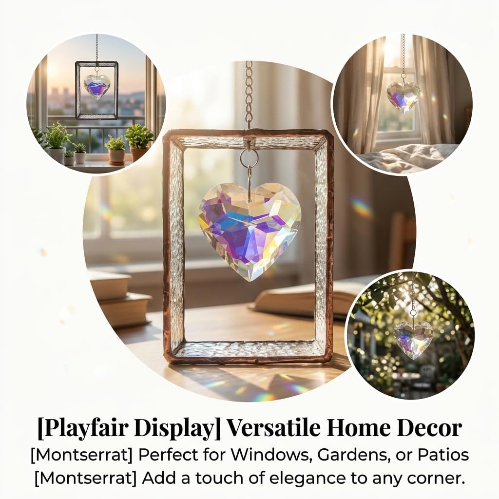 Stained Glass Crystal Heart Suncatcher for Windows Rainbow Prism image 5