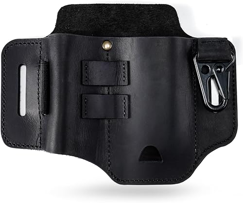 Miniatura 7 de Funda multiherramienta de cuero ST2, organizador de cinturón de cuero EDC, organizador EDC para herramientas Leatherman, linterna, bolígrafo y clip