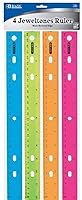 BAZIC Jeweltones 12" Color Plastic Rulers (4-Pack) - Inch & Metric, Transparent, Binder-Friendly for School & Crafts