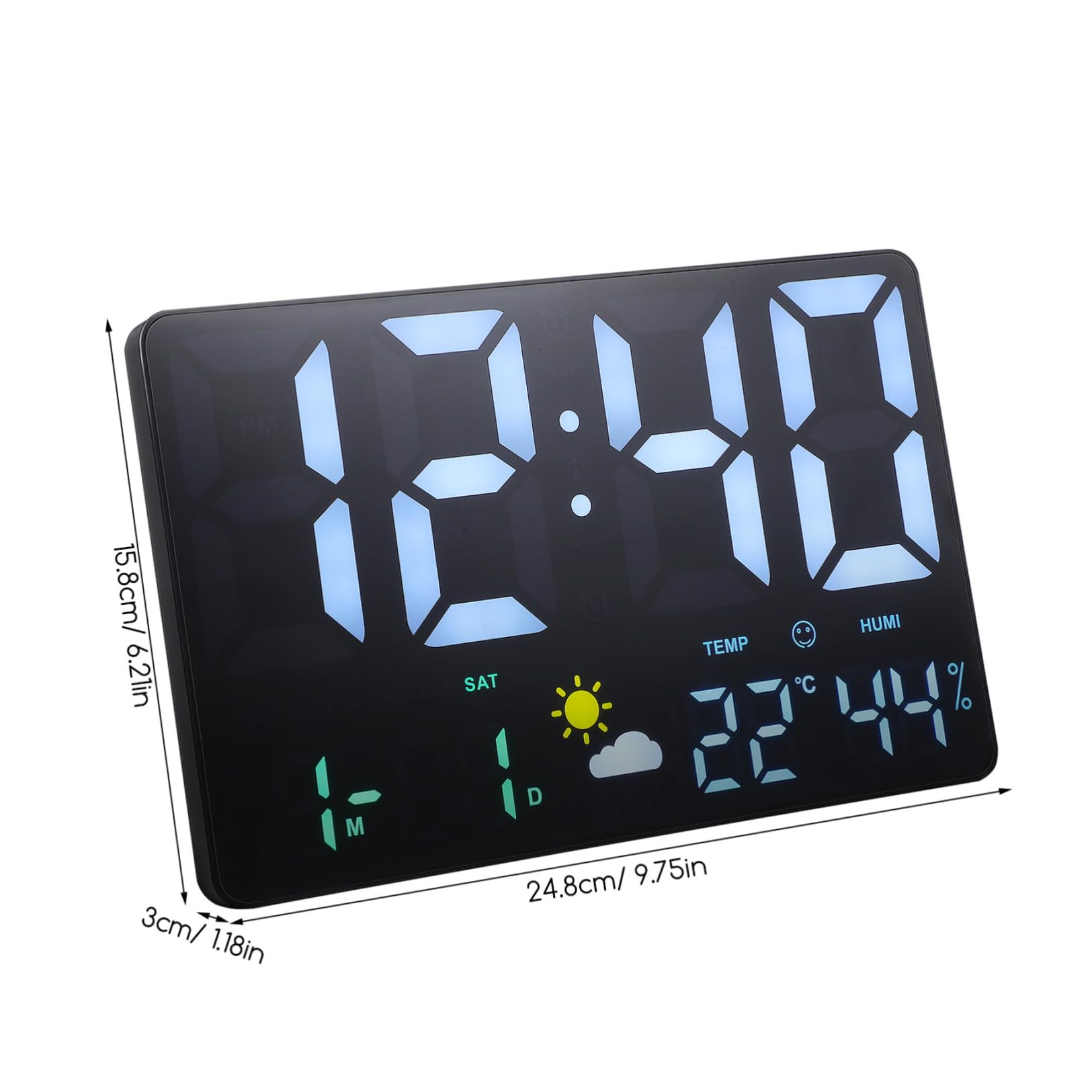 UPKOCH Orologio da Parete e Temperatura Grande Display Digitale LED Nero | Allarme Integrato, Rileva Umidità, Previsioni Meteo per Casa e Ufficio