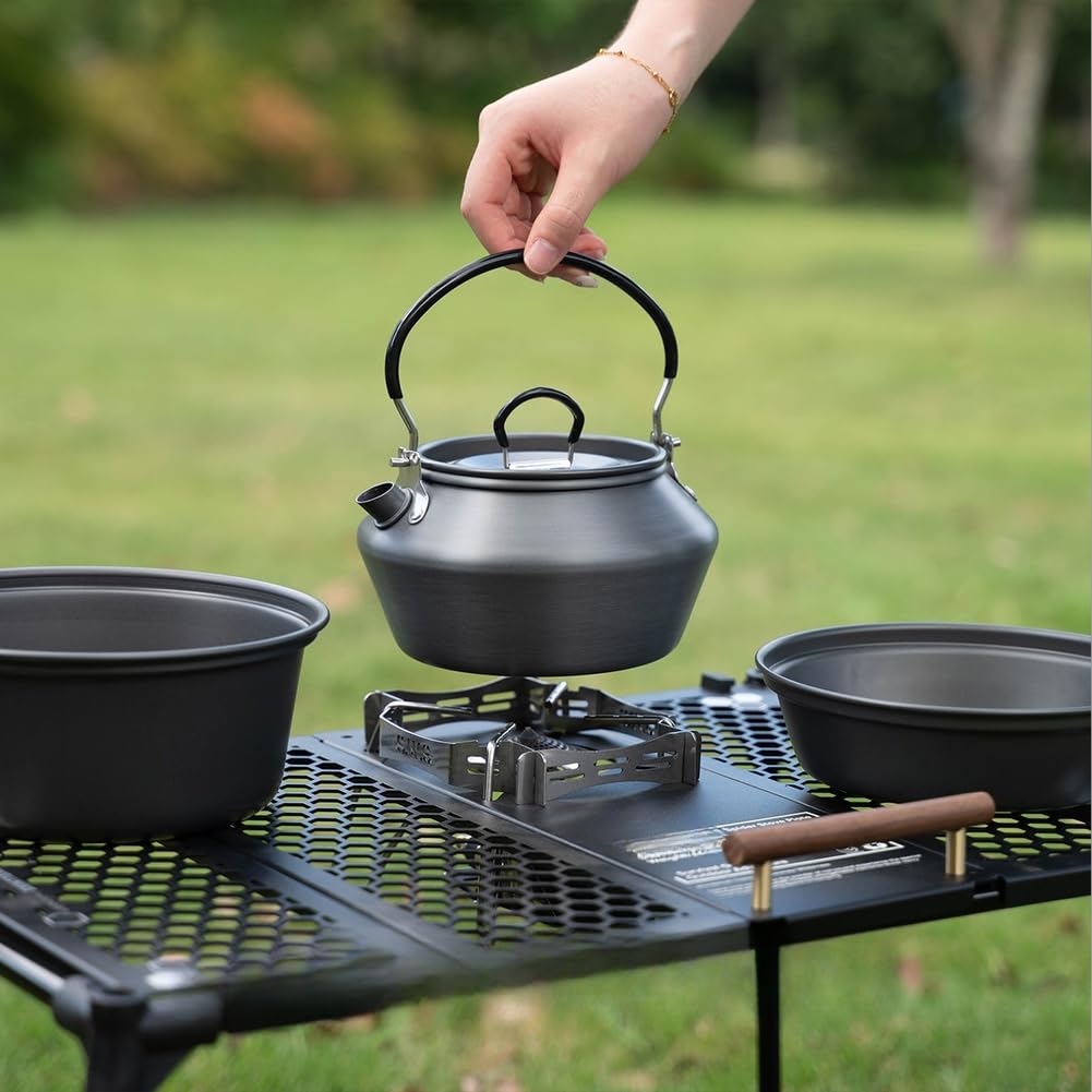 Set di pentole da campeggio in lega di alluminio leggero con pentola da 1,9 l, padella da 1 litro e bollitore da 1,3 l, per cucinare all'aperto ed escursionismo, set compatto da 3 pezzi per 2-4