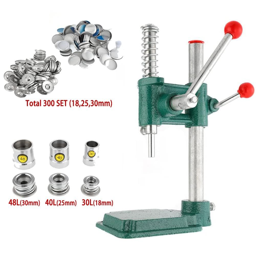 Kit para hacer botones – Máquina de botones cubierta de tela con 3 moldes (18 mm, 25 mm, 30 mm) para botones hechos a mano, incluye 300 botones para una fácil artesanía