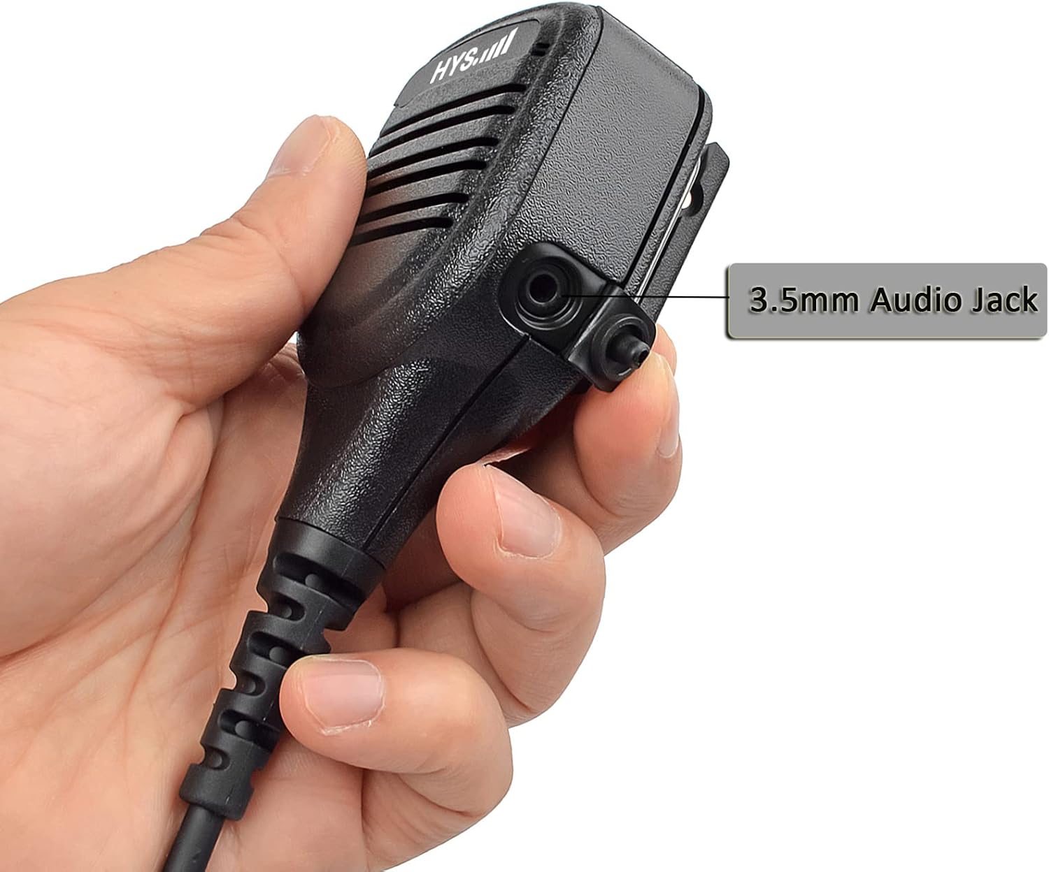 HYS Shoulder Speaker Mic with with 3.5mm Audio Jack, Law Enforcement Handheld Speaker Microphone GP344 GP388 GP328Plus GP688 EX500 EX560 Walkie Talkie for Motorola 2 Way Radio