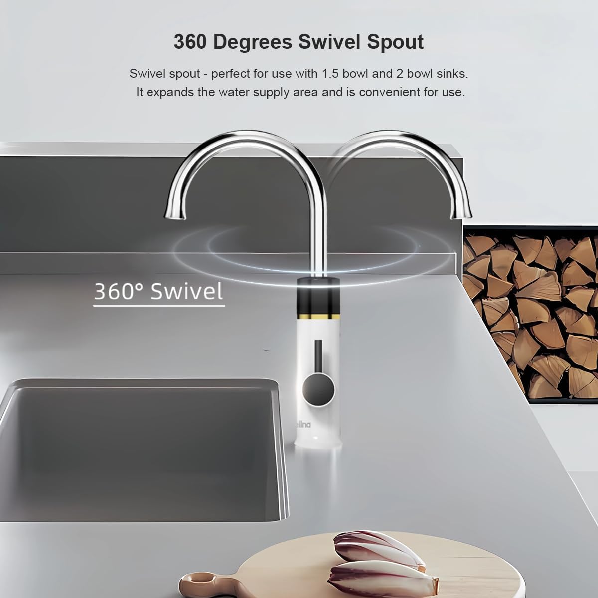 Instant Electric Hot Water Faucet, 220 V bezzbiornikowy elektryczny podgrzewacz wody, z wyświetlaczem cyfrowym (biały)