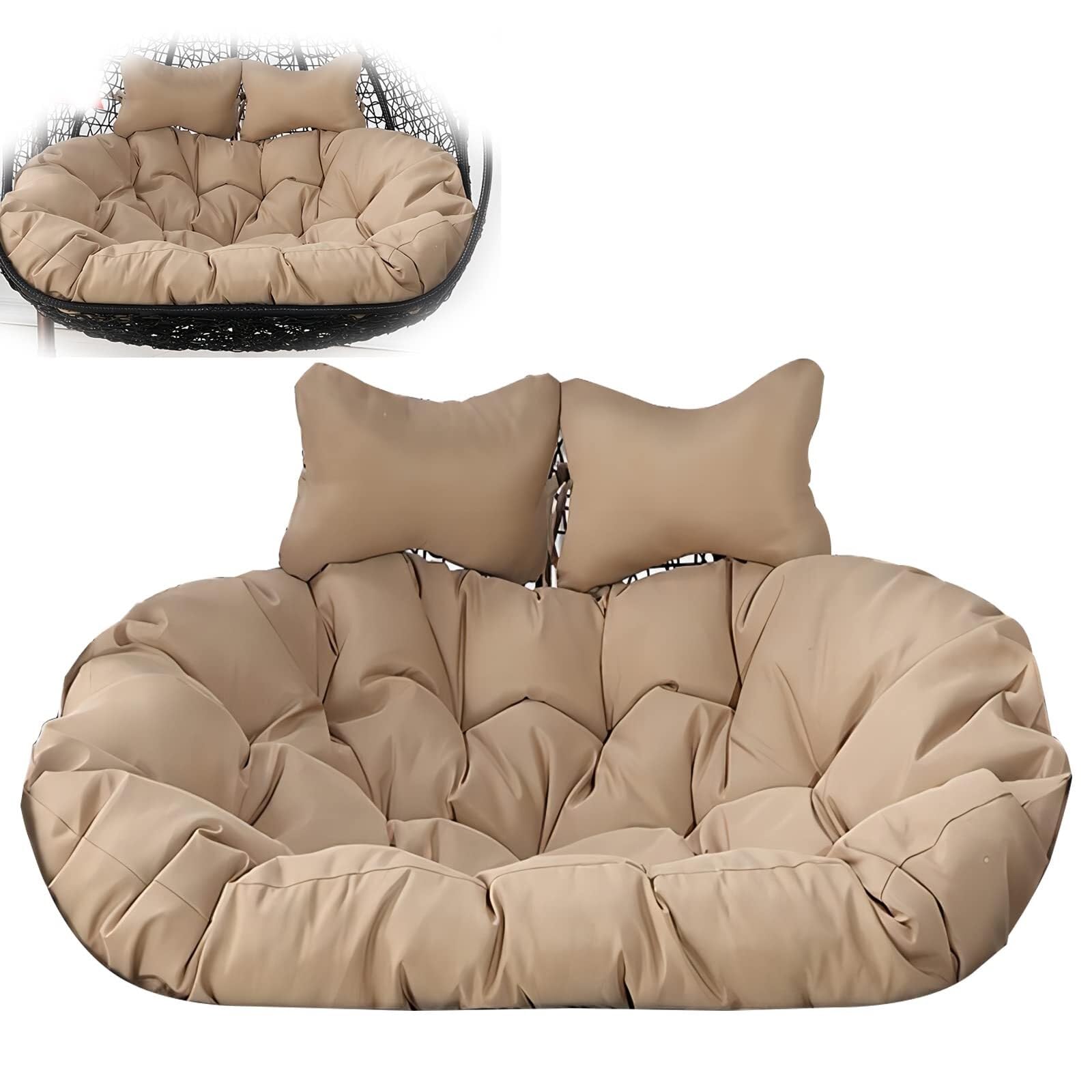 NMVAWIPT 2 Person Waterproof Egg Chair Cushion Thick Washable Hanging Hammock Swing Seat Pad(Beige)