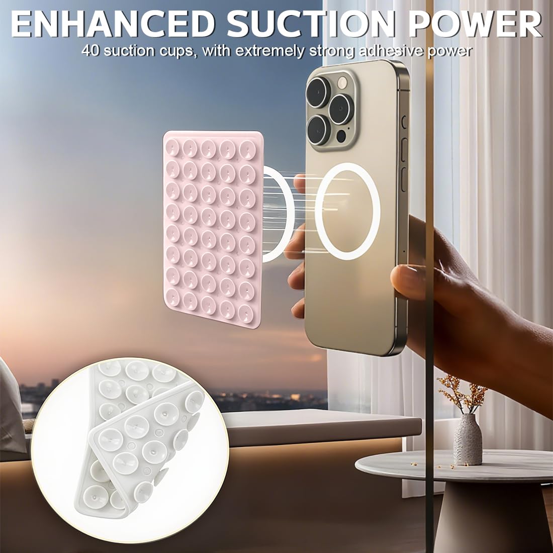 4 Pieces Double Sided Suction Cup Mobile Phone Suction Cups, Non-Slip Mobile Phone Mounts, for Selfies and Videos, for All Models of Mobile Phones (4 Colours) — view 3