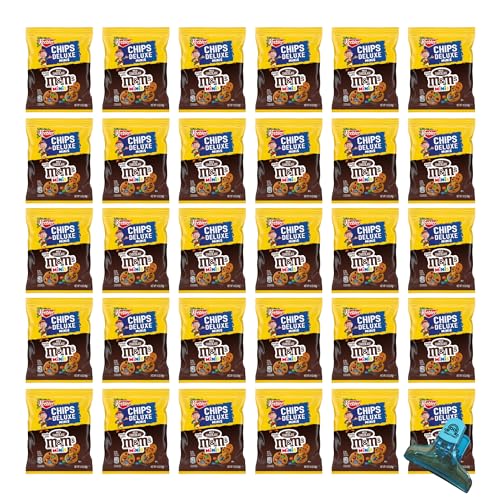 Keebler Chips Deluxe M&M Mini Cookies, 1.6 oz., Mini Cookie, Keebler Cookies, Mini Chocolate Chip Cookies, M&M Cookies, Chip Cookies individually Wrapped Sweet Treats 30 individual bags with our clip bag by GhosTriseS