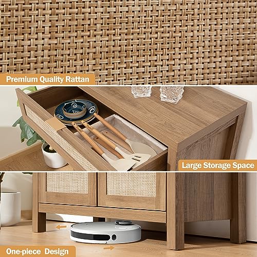 Sicotas SCEWA20004OA Sideboard Buffet Cabinet Set Of 2, Rattan Credenza Storage Cabinet thumb #6