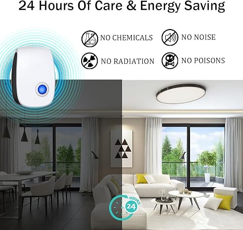 Miniatura 6 de Palmandpond Repelente ultrasónico de plagas, 6 paquetes de enchufe electrónico, repelente sónico para interiores, control de plagas para cucarachas,