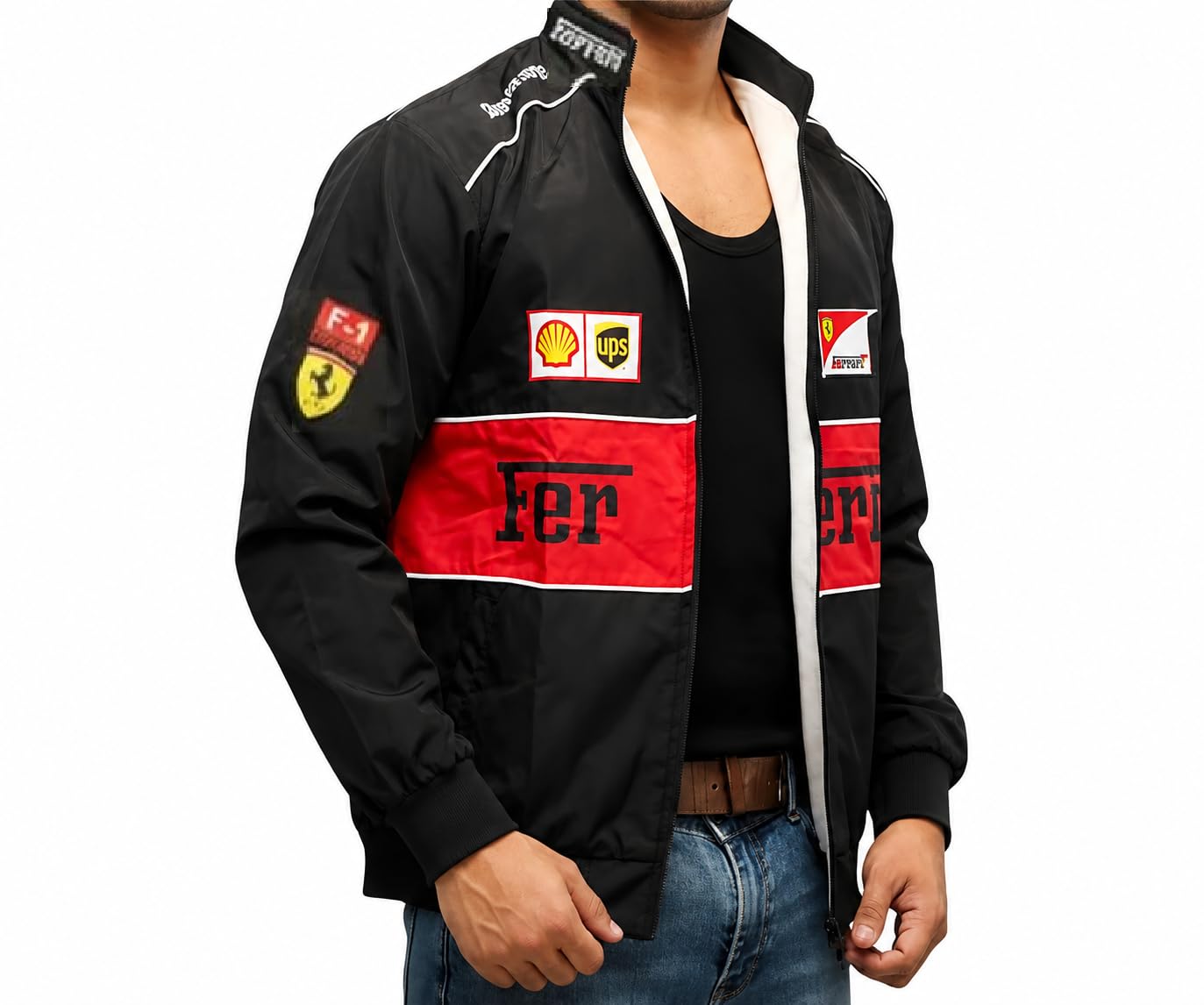 Men’s Stylish Printed Racing Jacket With Windproof Zip-Up For Casual Street Outfit, Bike Riding And Daily Look-picture-16