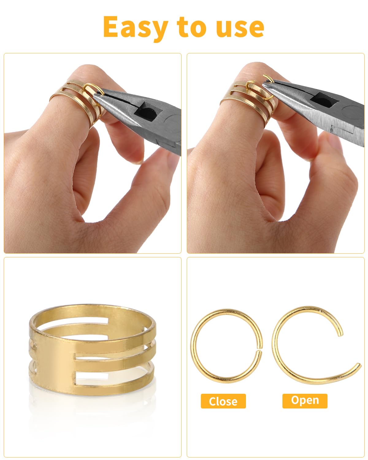 Bixury Anelli di Salto Aperti Argento e oro,1443 Pezzi Aperti Anellini Anello Chiusura Bigiotteria 4/5/6/8/10mm con Pinze e Scatola,per Bigiotteria Gioielli DIY Braccialetti Ciondoli Accessori