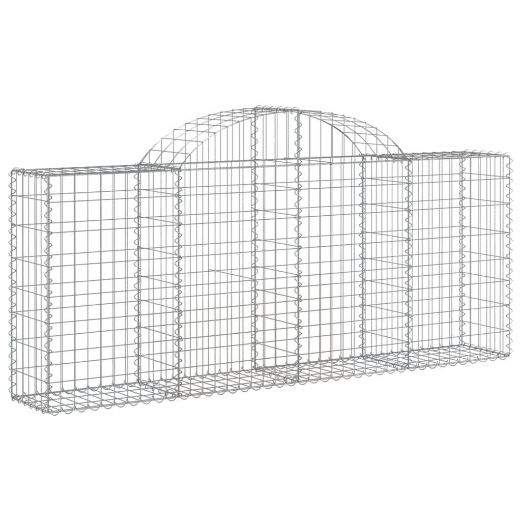 Paniers à gabions arqués 200x30 cm en fer galvanisé pour clôture de jardin stable