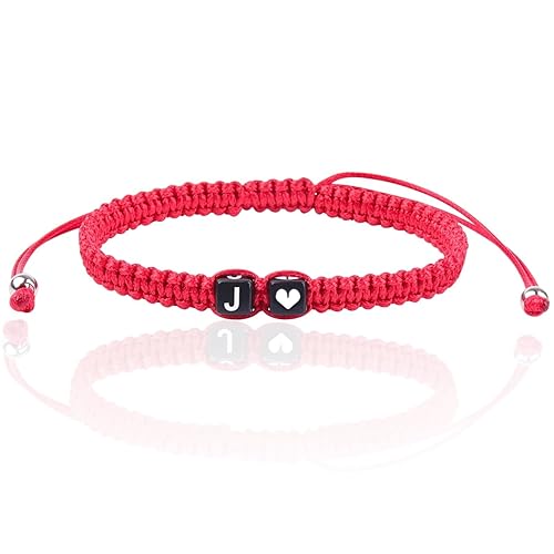 Initial Bracelets for Women Teen Girls, Initial A-Z Heart Letter Charm Bracelets Handmade Adjustable Rope Bracelets for Mother's Day Graduation