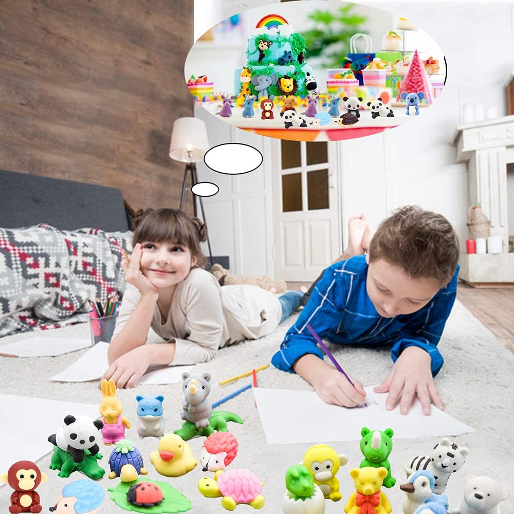 Oligitdi Cartoon Erasers Animal Eraser for Kids Different Shapes Pencil Erasers 3D Jungle Theme Cute Toy Fun Small Stylish Colourful Mini Cartoon Erasers Set for Gift- Set of 30 (Random Style) - Image 9 thumbnail