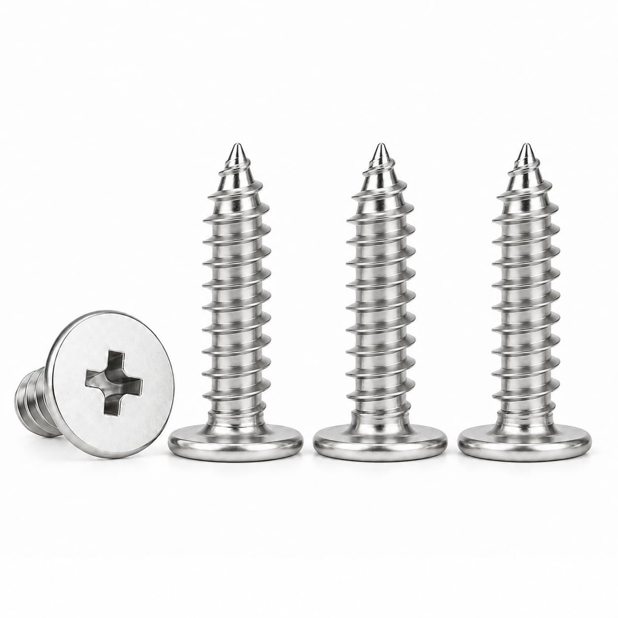 Drenky Stainless Steel Screws 50 PCS Wood Screws M4X16mm Flat Head Phillips