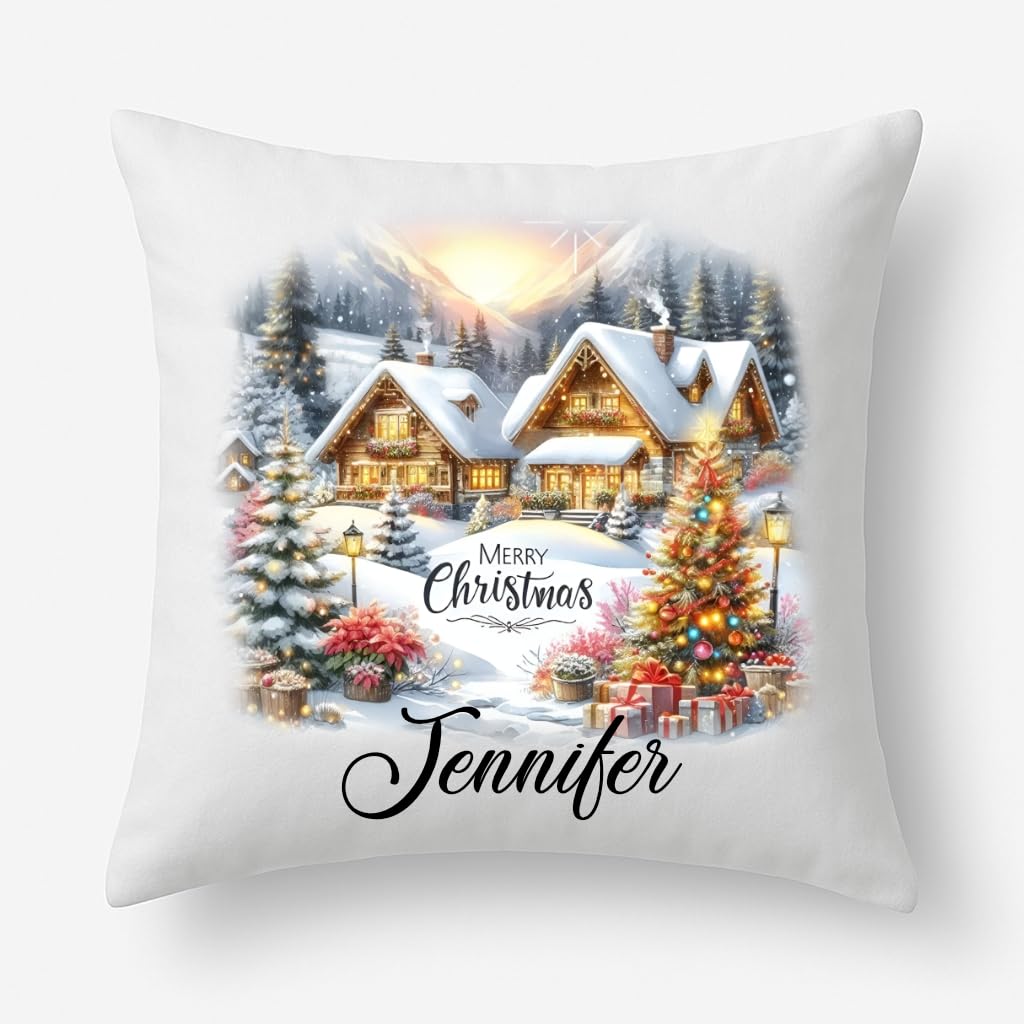 Personalised Merry Christmas Pillow case cover, 45x45 cm Custo m Cushion Cover With Name, Christmas Party Decoration 2025 Xmas Tree Santa Claus Pillowcase, Gift For Xmas (Design 3)