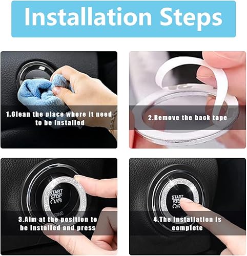 Miniatura 7 de Ziciner Paquete de 2 Posavasos Brillantes para Portavasos de Automóvil con Cubierta de Botón de Arranque y Parada, Almohadilla de Inserción de Copa