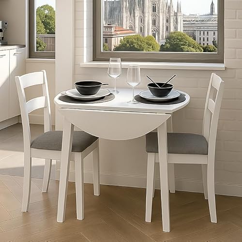 Mesa redonda de madera de alas abatibles con sillas de Homely