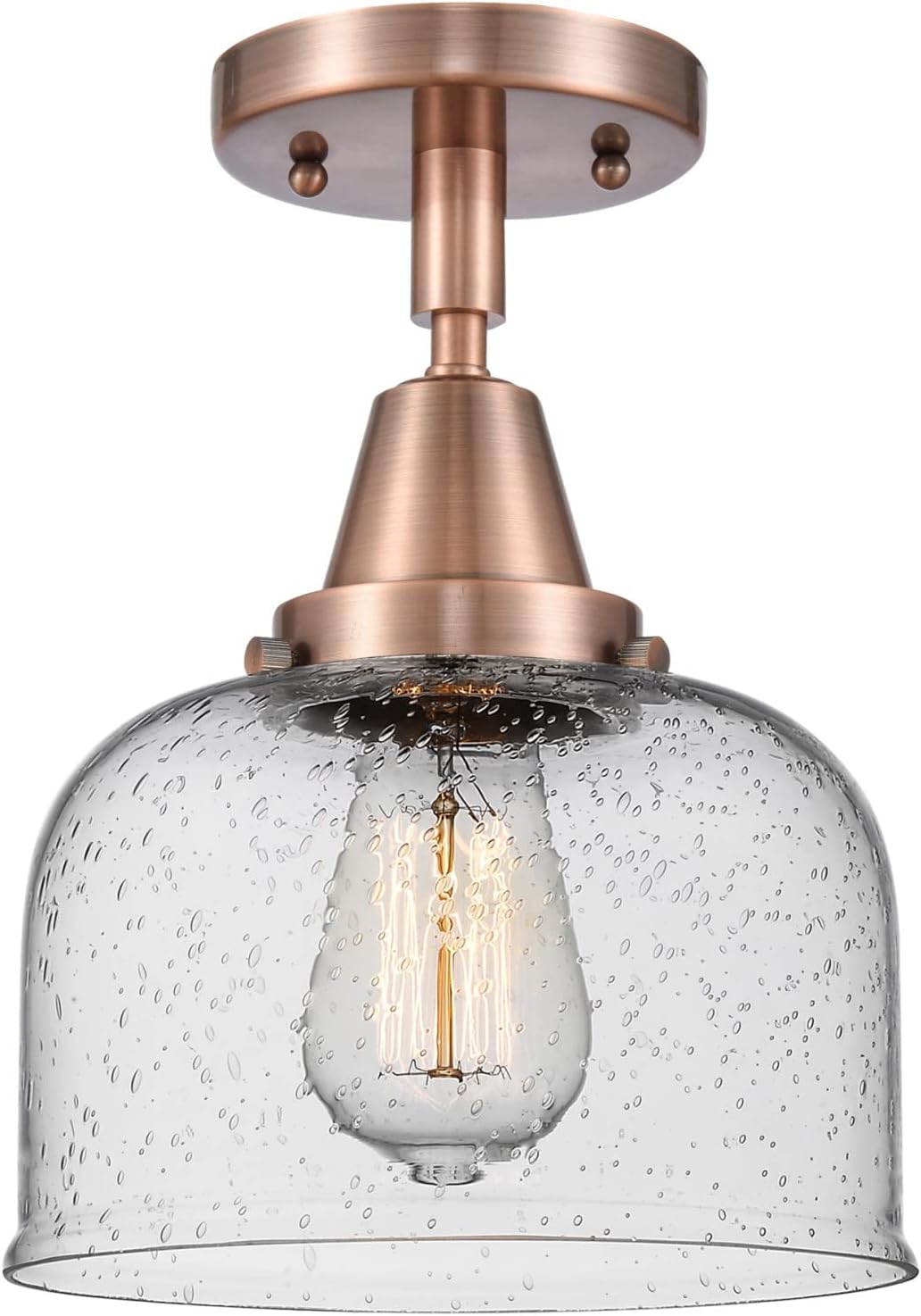 Innovations 447-1C-AC-G74 Transitional One Light Flush Mount from Franklin Restoration Collection in Copper Finish,
