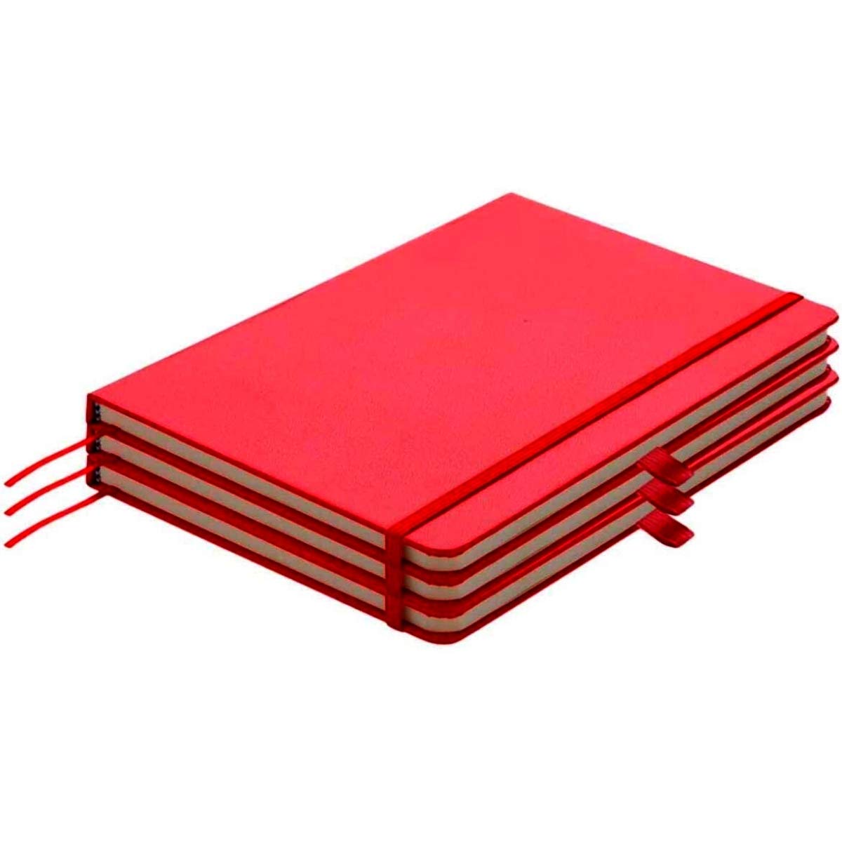 Santhome Classic Lined Notebook, 192 Pages, Hardcover Ruled - Pack of 3 (Red)