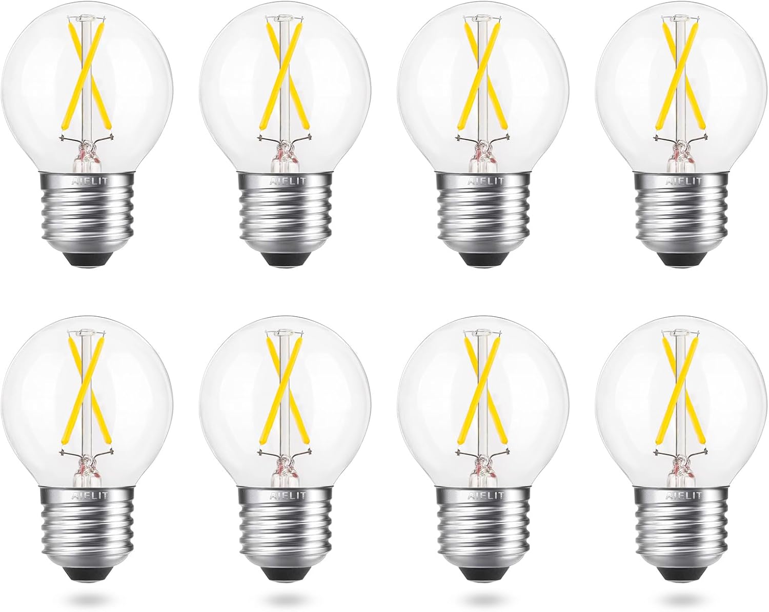 2 Watt(25-30W Equivalent) LED Vanity Light Bulb, A15 Globe Bulb, Bright White 5000K, E26 Medium Base, Ideal for Bathroom Mirror, Porch, Strip Lights, Ceiling Fan, Night Light, Dimmable, 8 Pack
