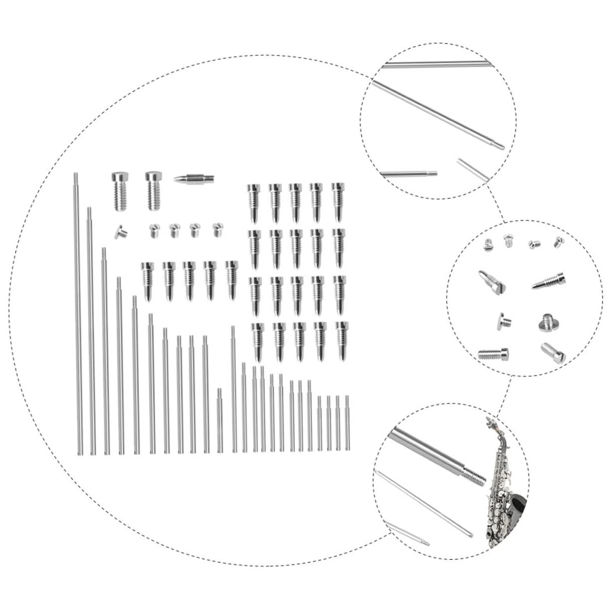 Toyvian 3juegos Accesorios Para Reparación De Saxofón Soprano Incluye Ejes Rosacados Tornillos y Clavo Kit De Mantenimiento De Instrumentos De Viento