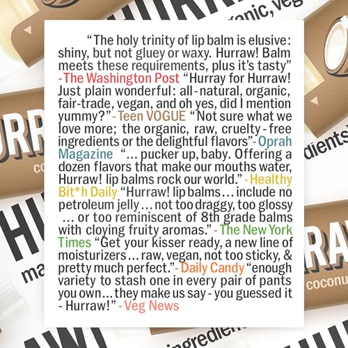 Hurraw! Coconut Lip Balm, 2 Pack: Organic, Certified Vegan, Cruelty and Gluten Free. Non-GMO, 100% Natural Ingredients. Bee, Shea, Soy and Palm Free. Made in USA