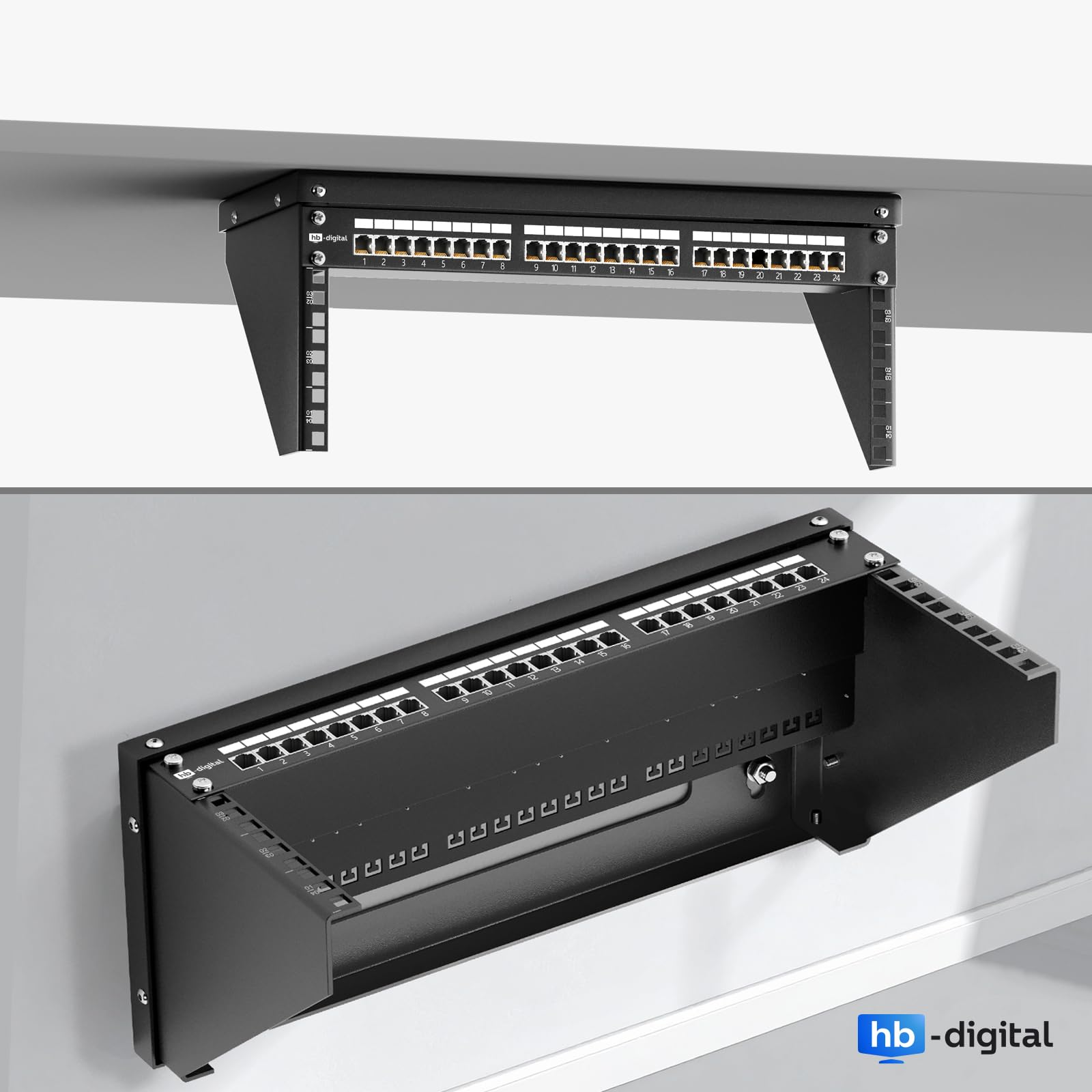 hb-digital Soporte vertical para rack de 19 pulgadas 4U – Montaje en pared y debajo de la mesa 4 U de alta resistencia Soporte para rack de red para conmutador de servidor y panel de conexiones Máxima