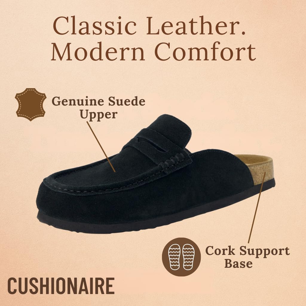 CUSHIONAIRE Fondu Genuine Leather Mule Clogs for Women, Comfortable Slip On Womens Shoes with Penny Strap Accent and Memory Foam Footbed - Image 5