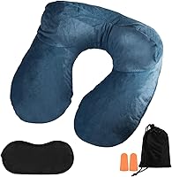 Vista 8 de Almohadas de viaje rellenas de aire para dormir, soporte de cuello de avión, almohada de viaje inflable, almohada cervical de viaje para almohada