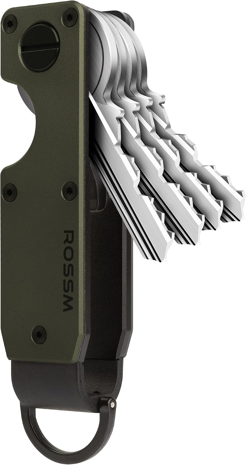 ROSSM Key Organizer - Compact Metallic Key Holder | Minimalist Innovative Keyholder | Smart Keychain Secures 2-6 Keys