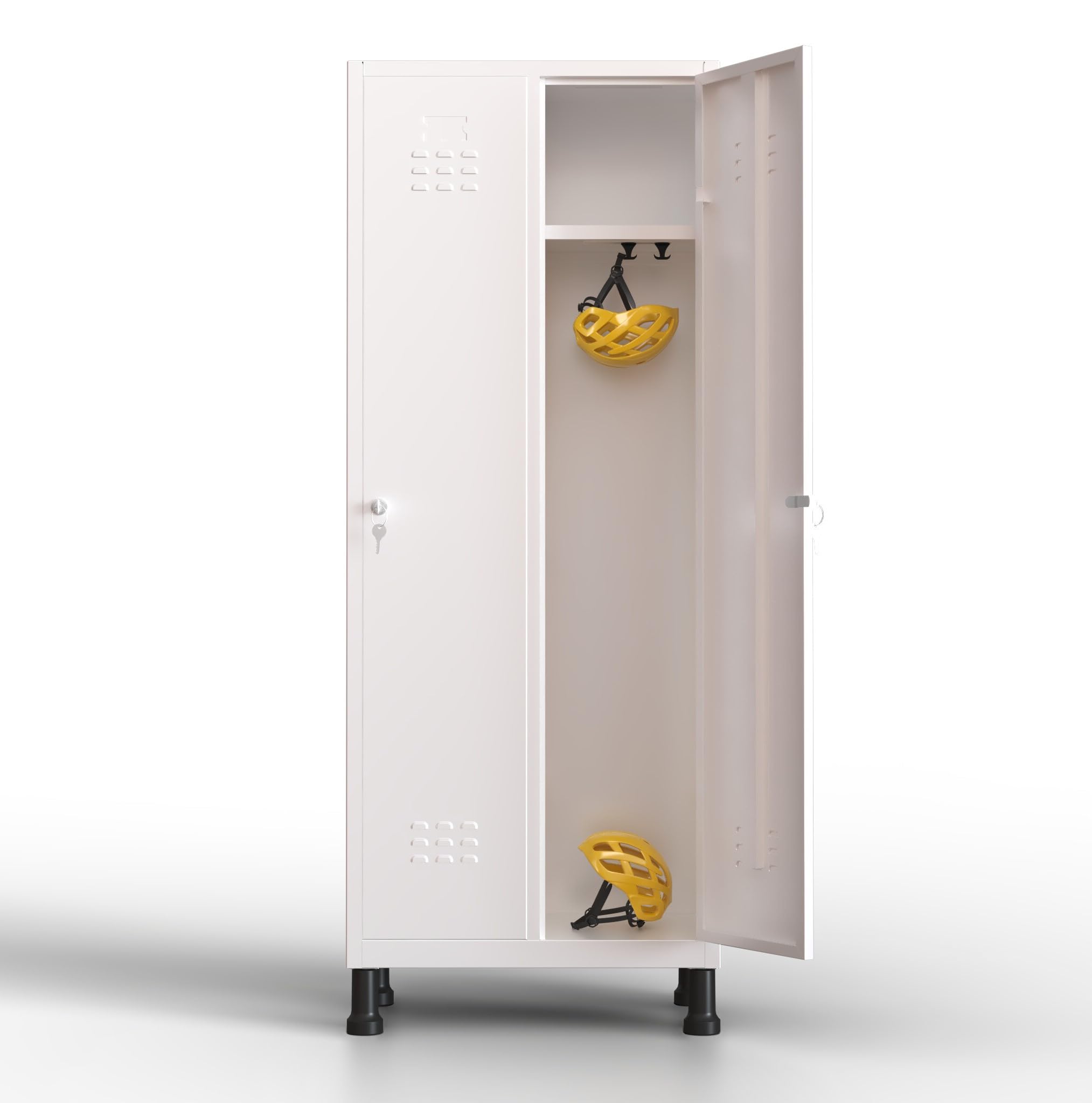 Vestiaire metallique à 2 portes Casier Vestiaire Metallique 180x65x40 cm pour votre atelier ou votre bureau Casier avec serrure pour le rangement de vêtements ou de produits de nettoyage (Blanc)